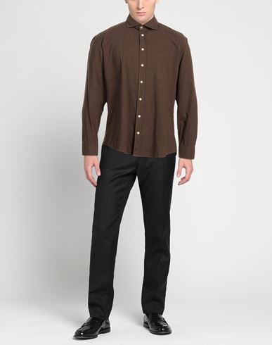 Man Shirt Dark brown Size 15 Cotton