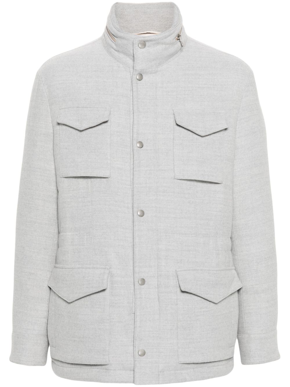 High-neck wool jacket - Neutrals