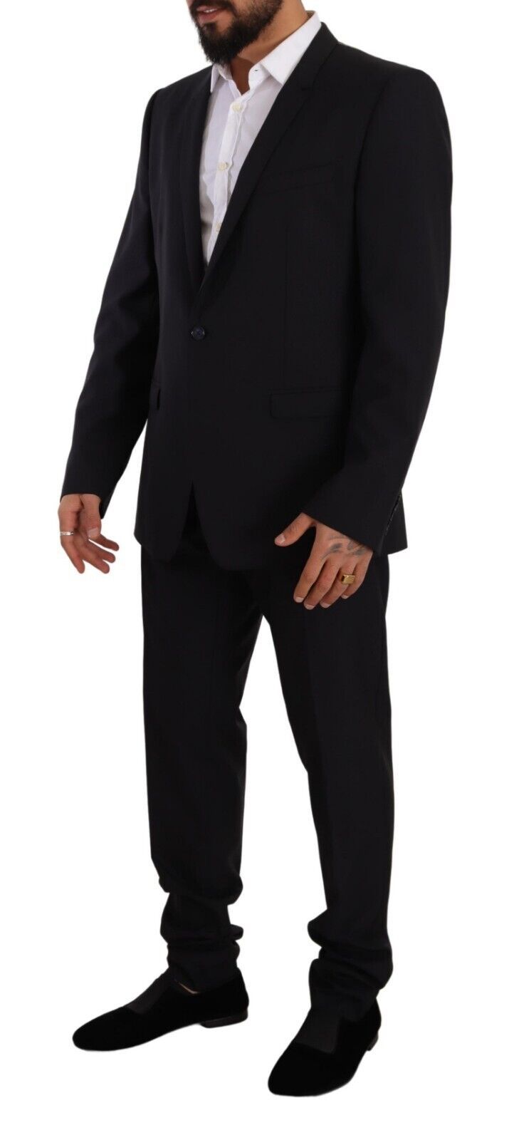 Virgin Wool and Silk Pant Suit — Blue