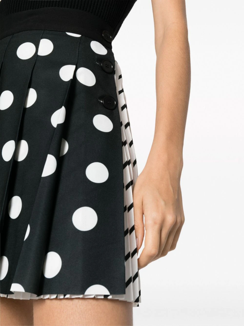 Polka dot pleated mini skirt - Black