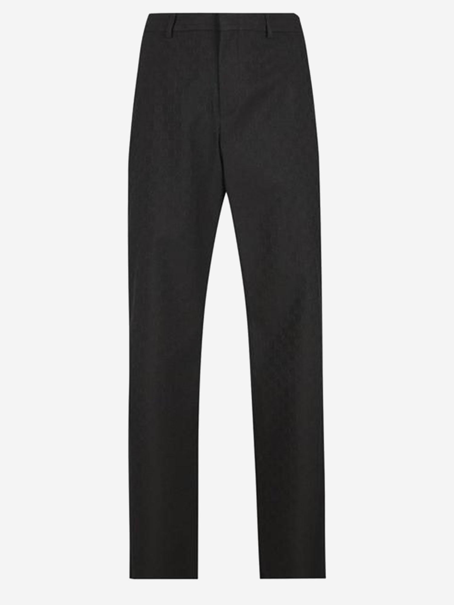 GG Patterned Wool Blend Trousers — Black