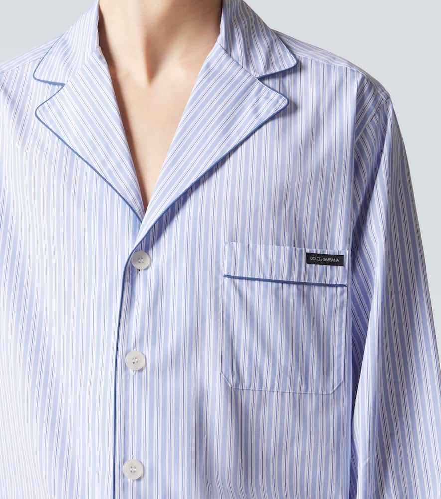 Striped cotton and silk poplin pajama shirt