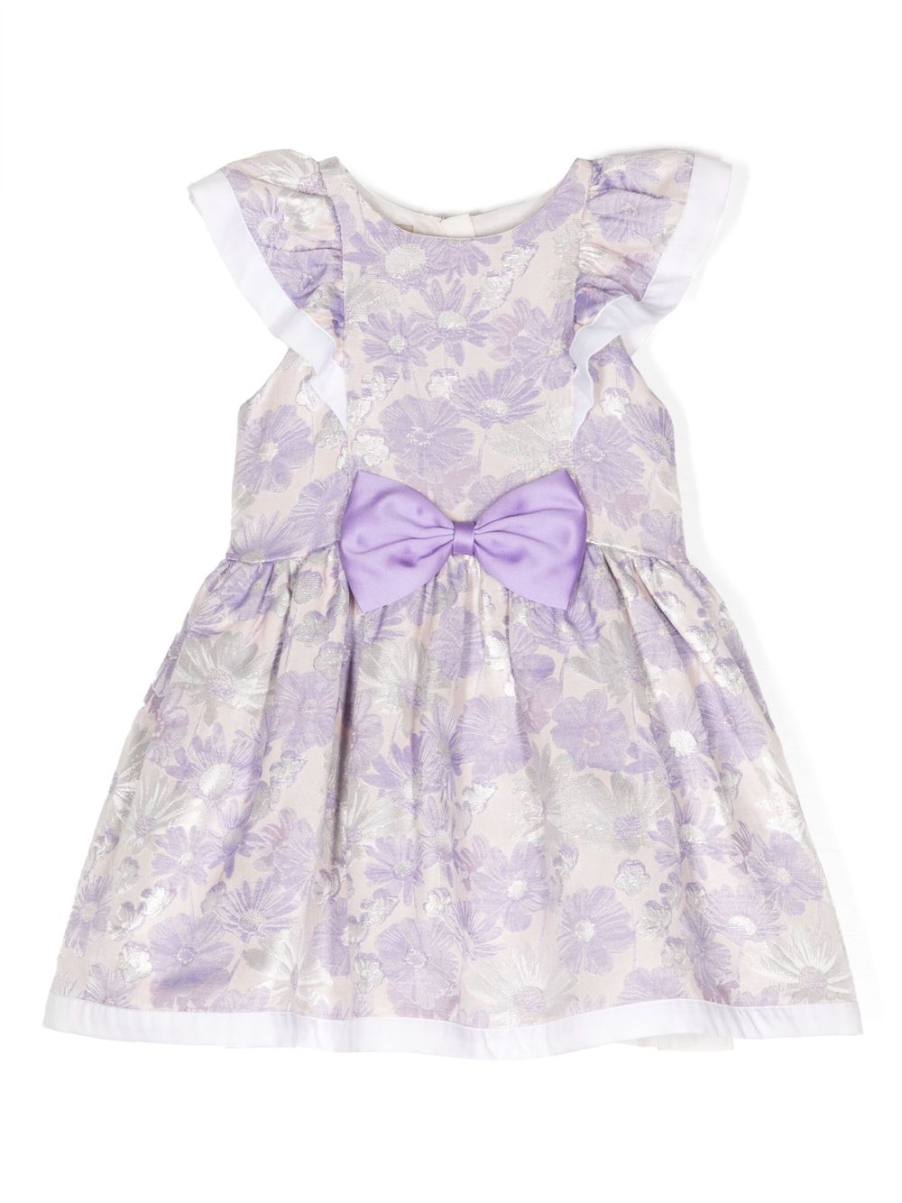 Bow-detail metallic-effect mini dress - Purple