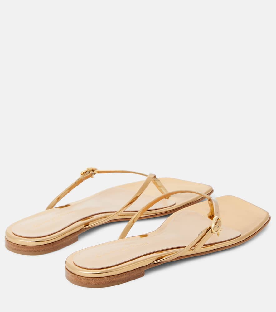 Metallic leather thong sandals