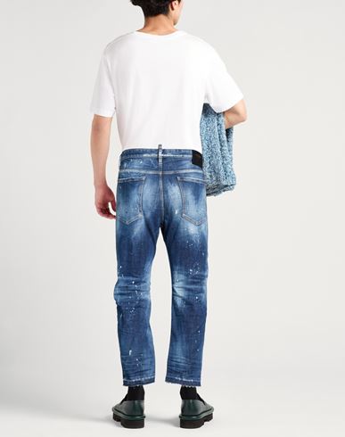 Man Jeans Blue Size 30 Cotton, Polyester, Elastane, Cow leather