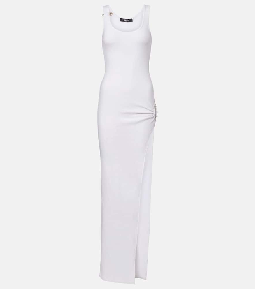 Safety Pin draped cotton-blend maxi dress