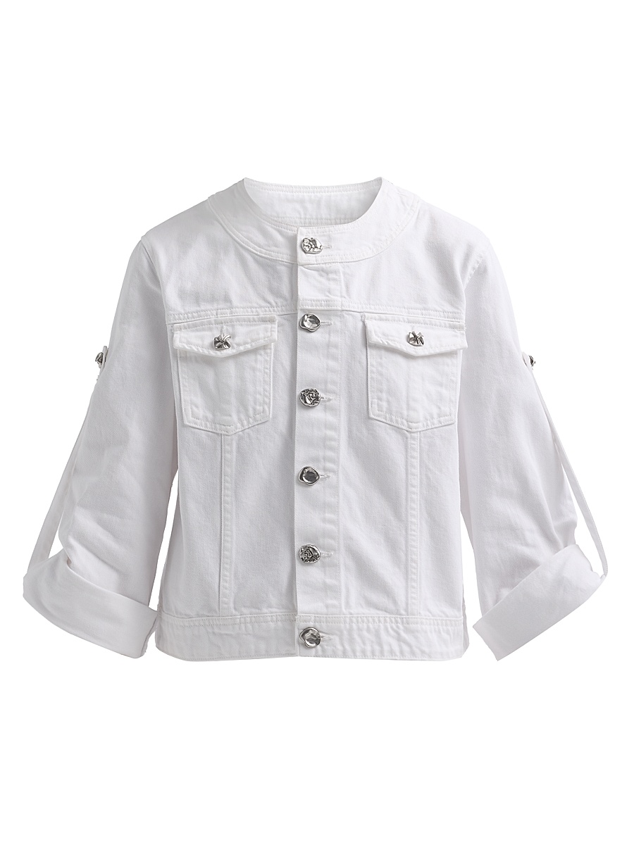 Women's Anouk Denim Collarless Jacket - Blanc