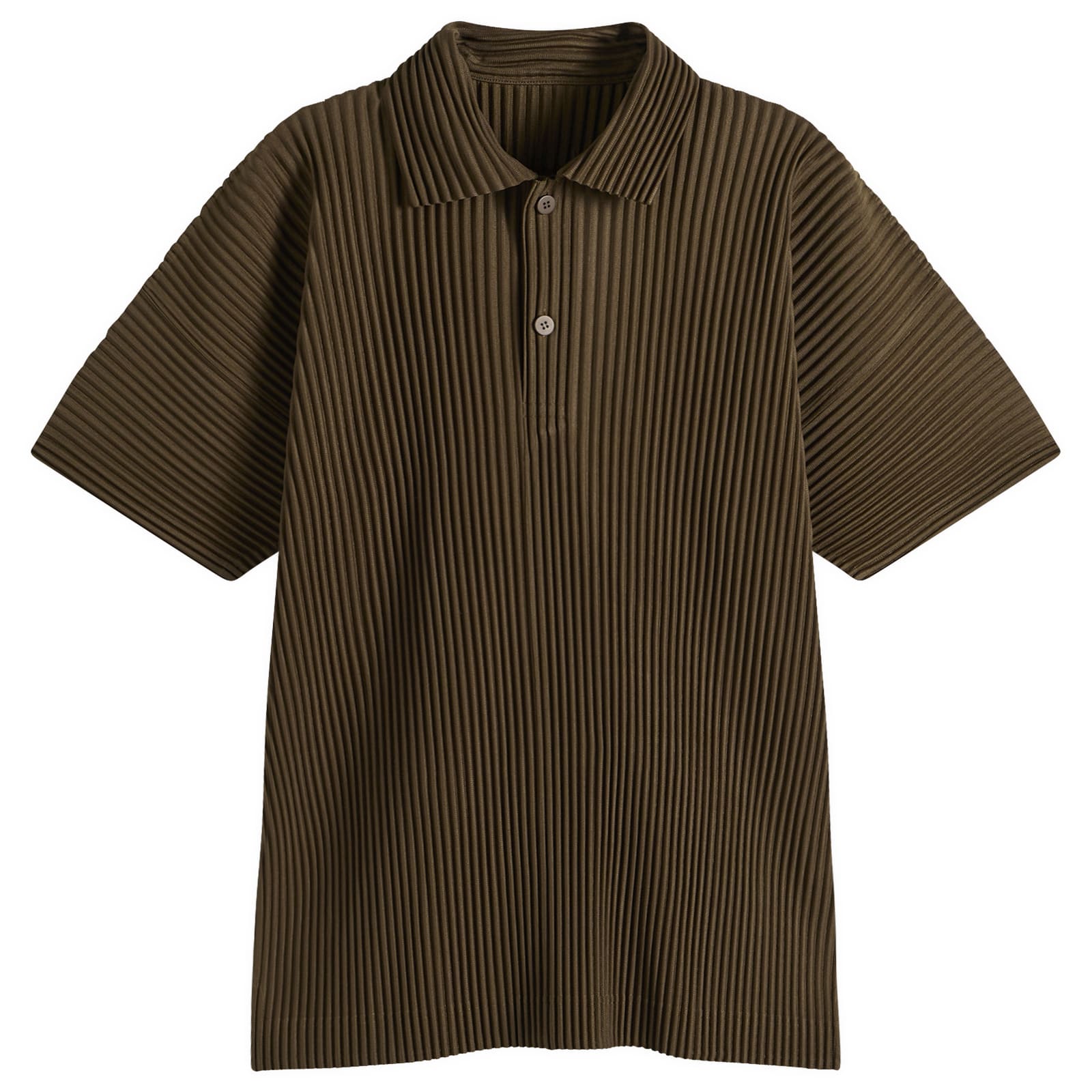 Men's Pleat Short Sleeve Shirt Genova Metal Ocher