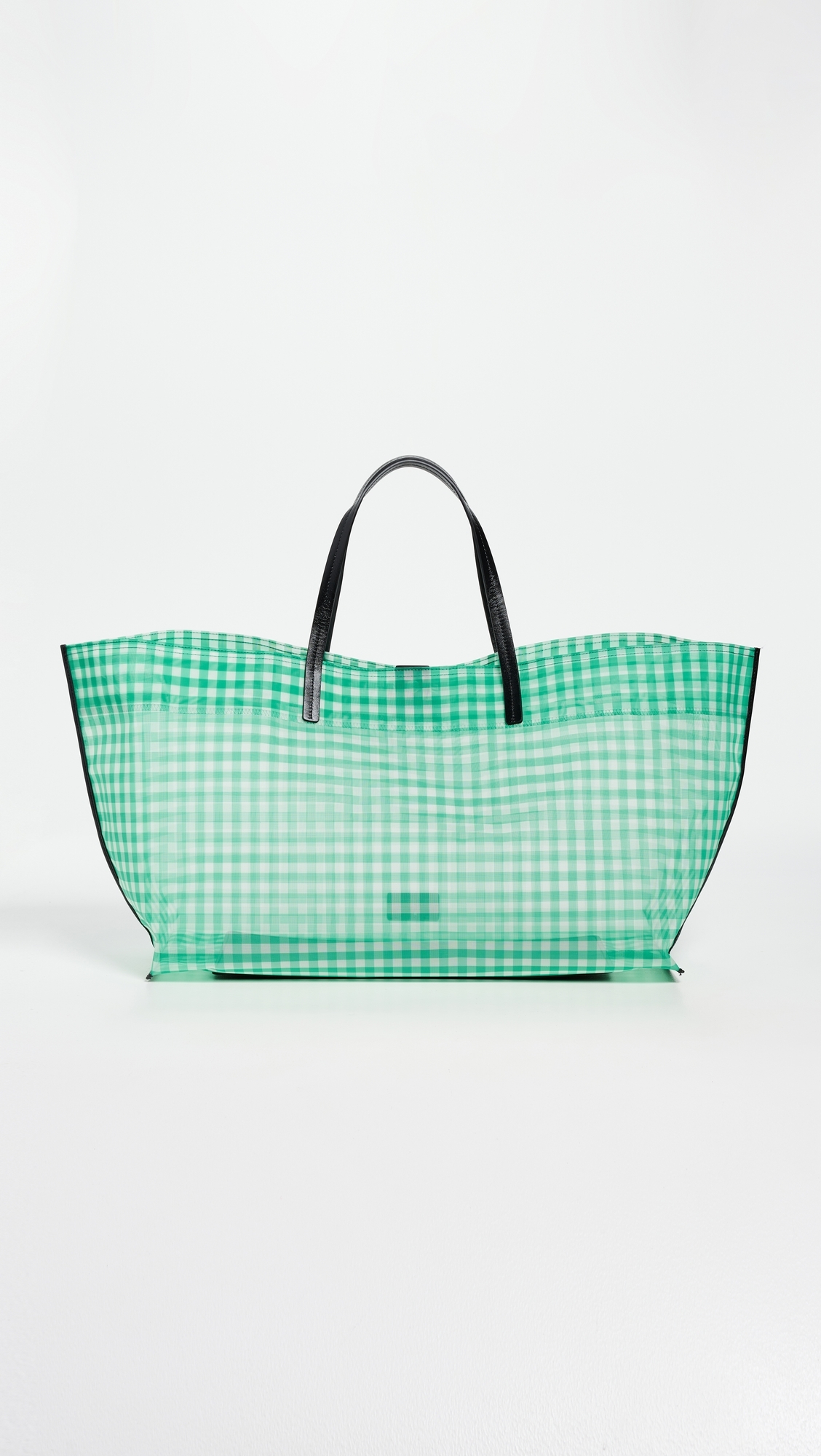 STAUD Christos Large Mesh Tote Jade Gingham One Size