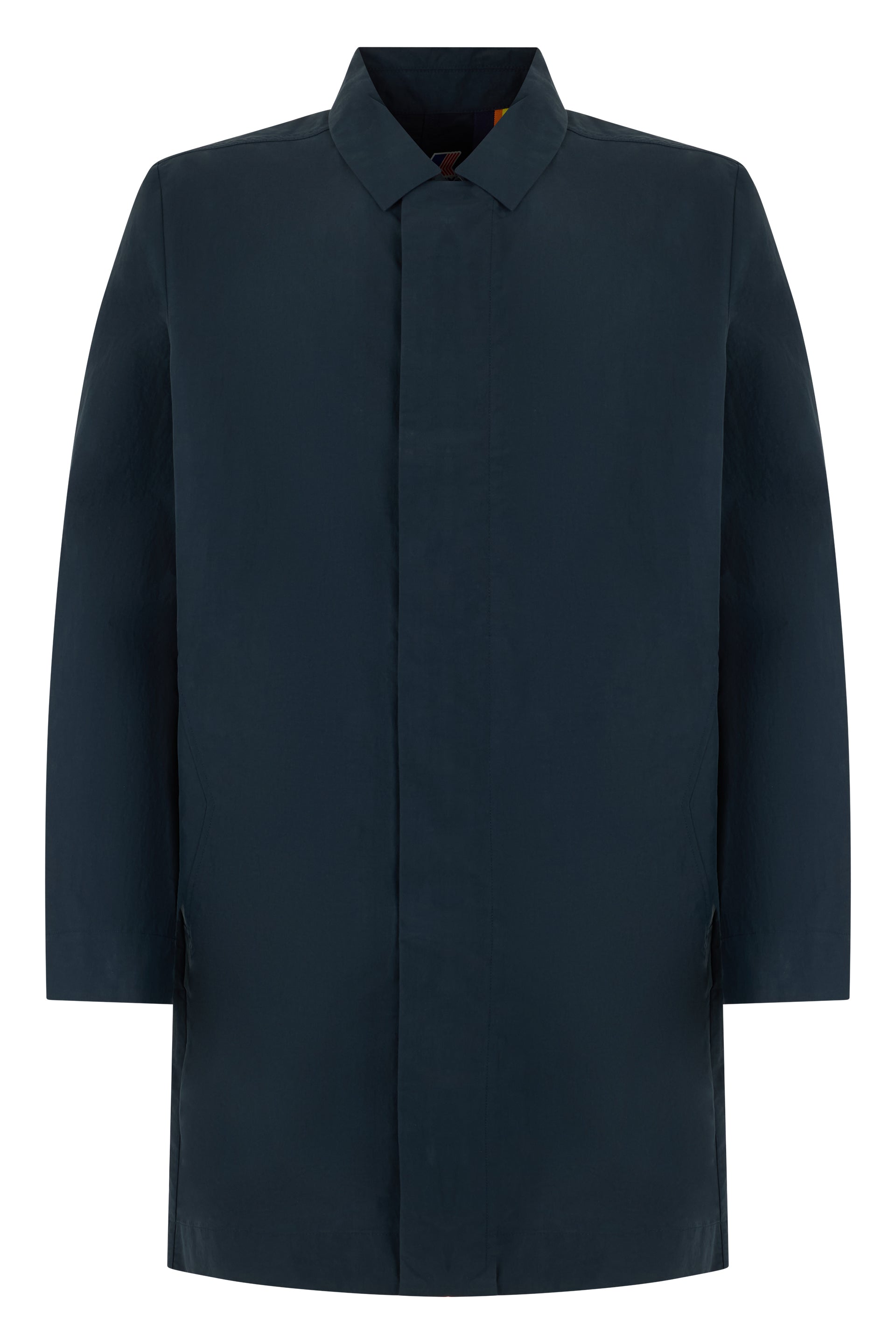 Men's Cotton Blend Long Poirol Jacket with Hidden Front Closure
