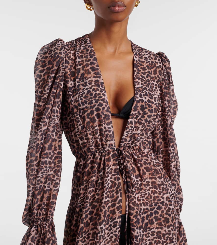 Berta leopard-print beach cover-up