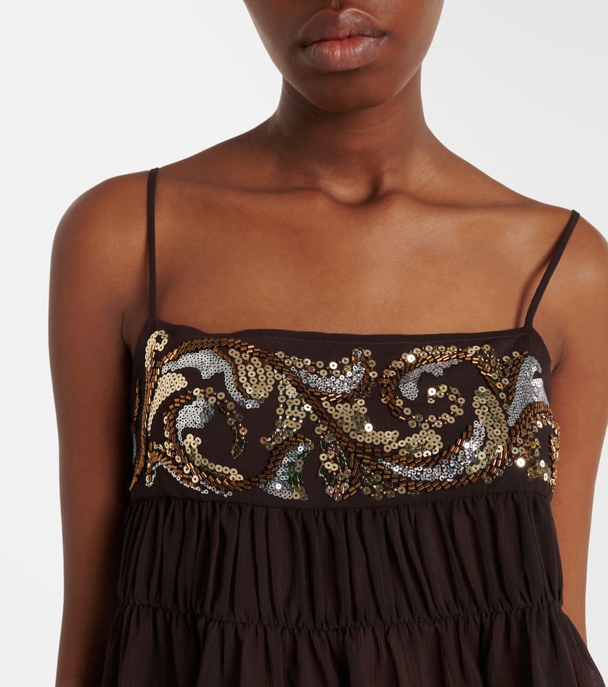 Sequined chiffon top