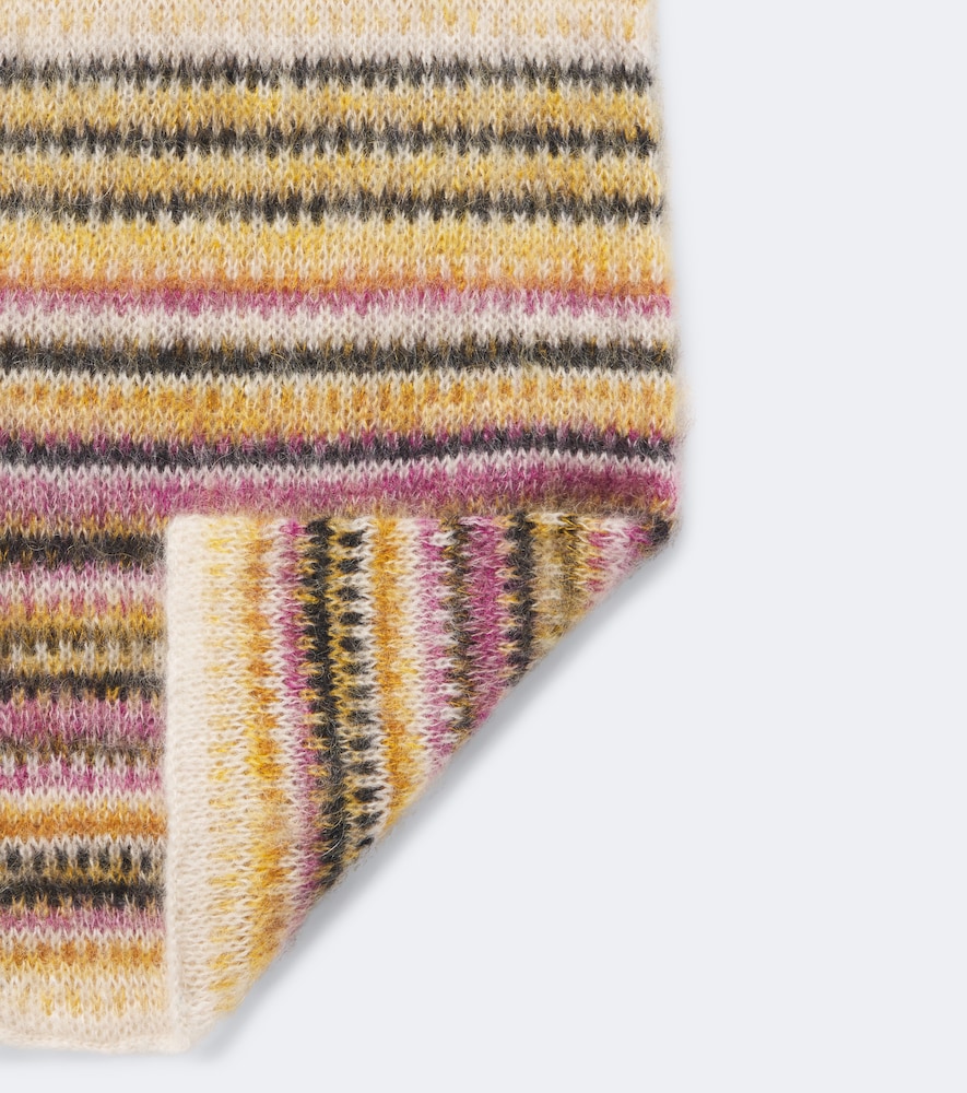 Mouna striped mohair and wool-blend scarf