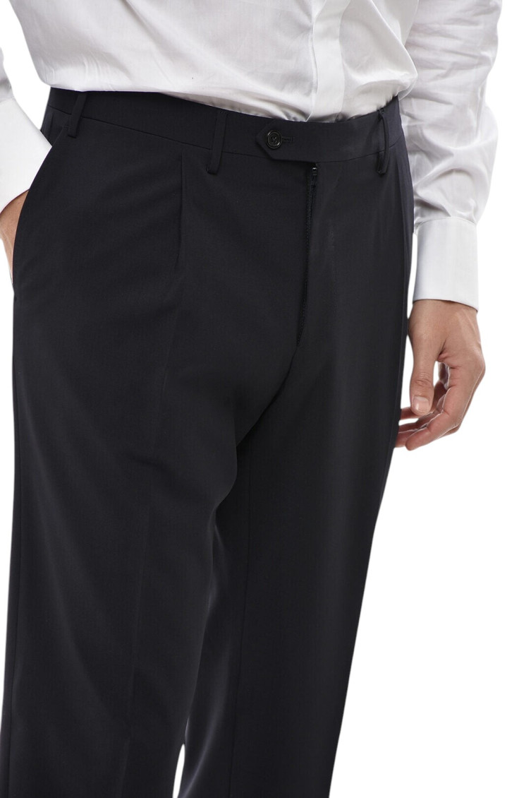 Black Regular Flat Front Pants