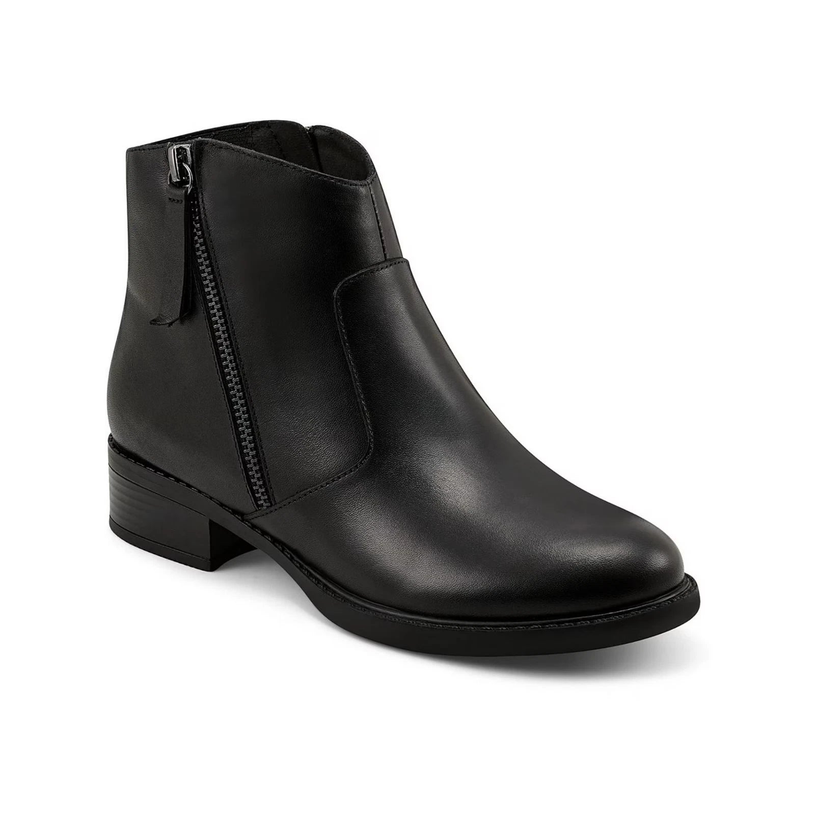 Women's Lacy Bootie Black Leather Side Zip Ankle Boots RHS7268