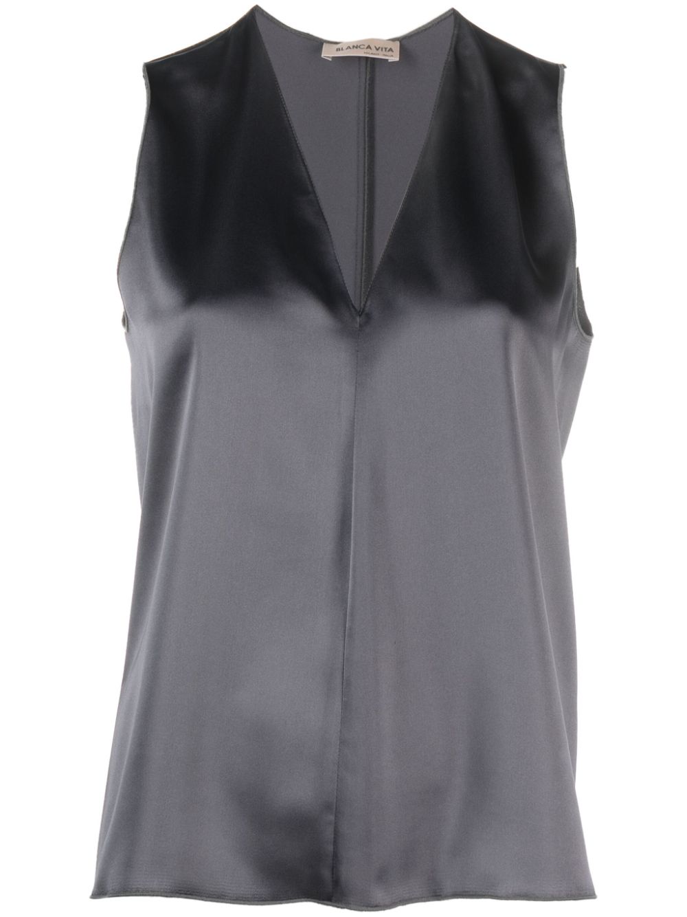 V-neck satin tank top - Grey