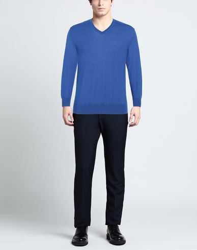 Man Sweater Azure Size S Wool, Silk
