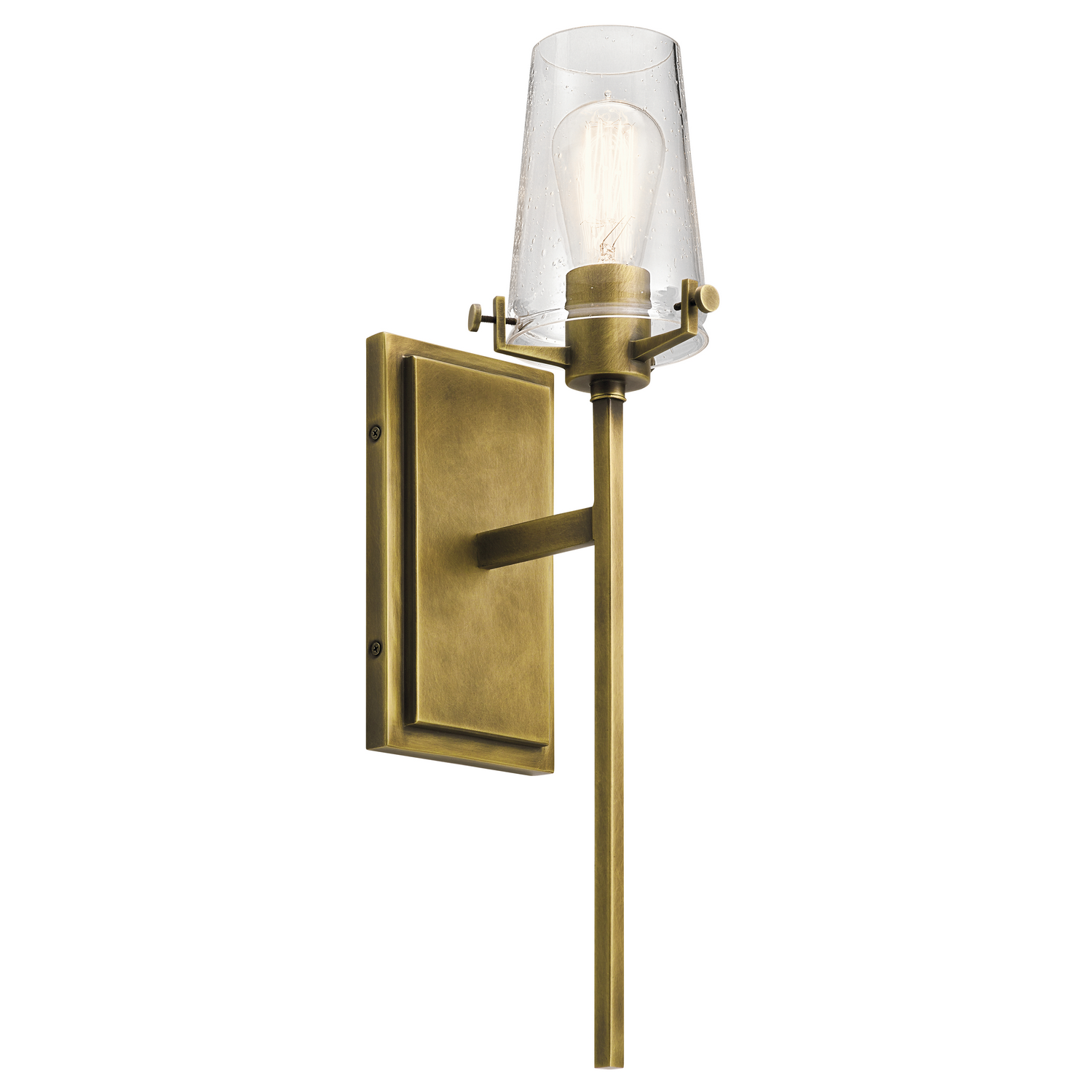22" Clear Seeded Wall Sconce in Natural Bra