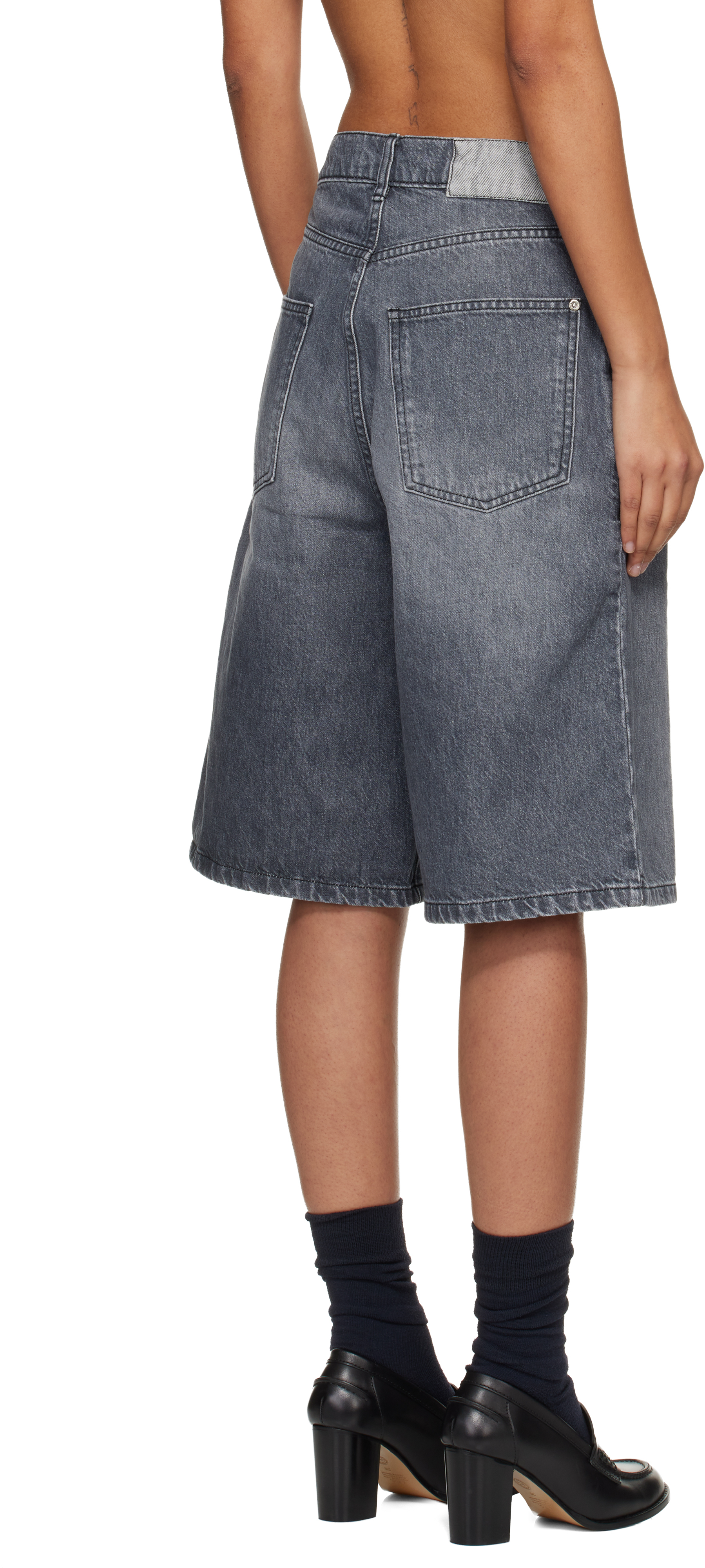 Gray Rivet Denim Shorts