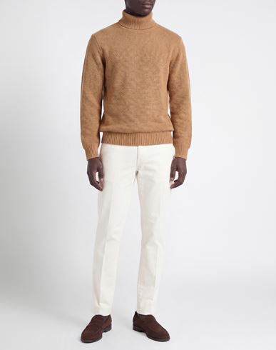 Man Turtleneck Camel Size L Virgin Wool