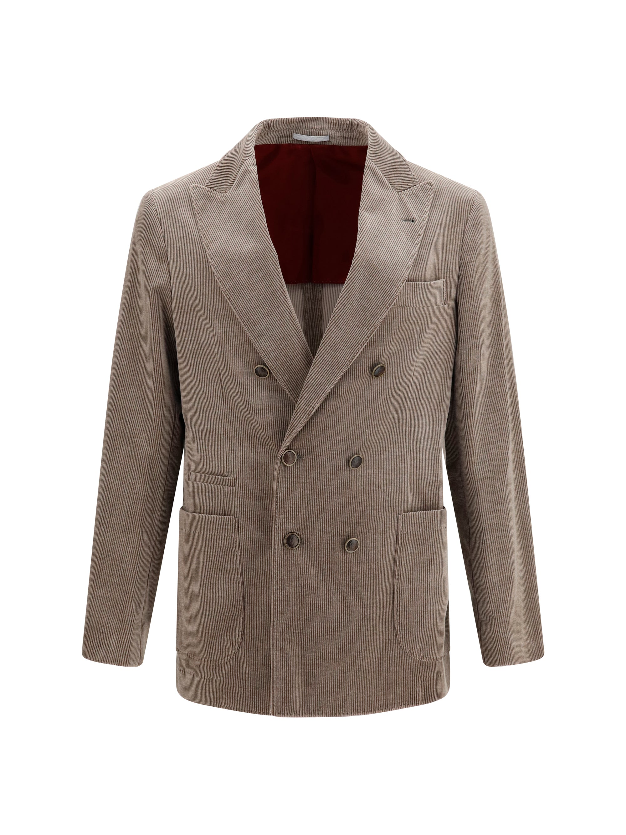 Double-Breasted Corduroy Blazer — Gray