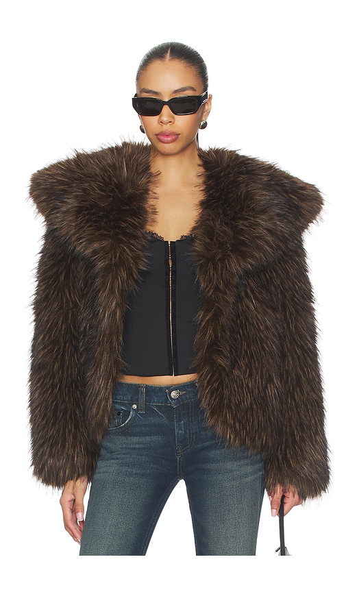 Apparis Yara Fox Coat in Brown. - M also in L, S