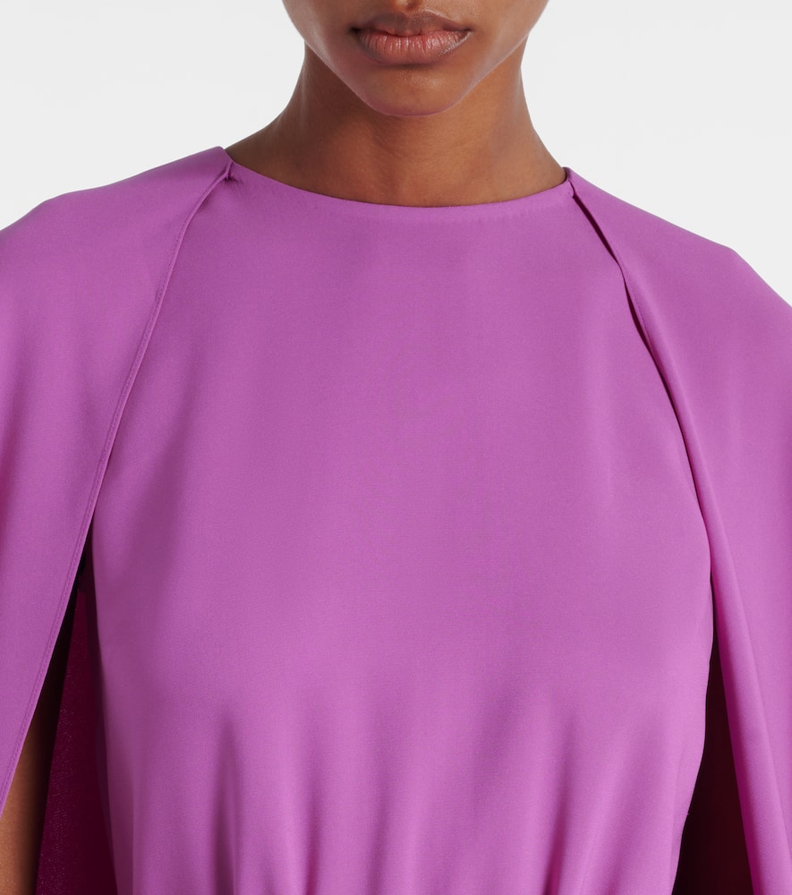 Caped silk-blend gown