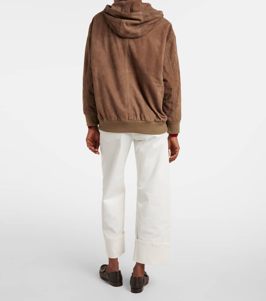 Hooded suede jacket