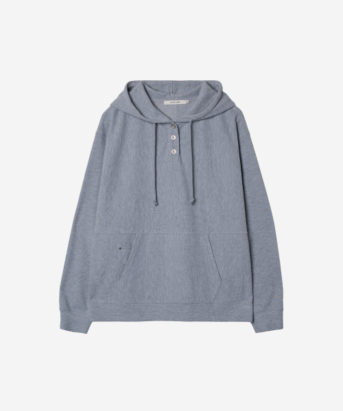 DEV:10 Waffle Henley Neck Hoodie T-Shirt_Melange Gray