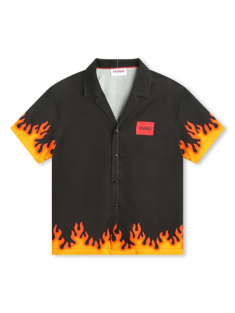 Flame-print short-sleeve shirt - Black