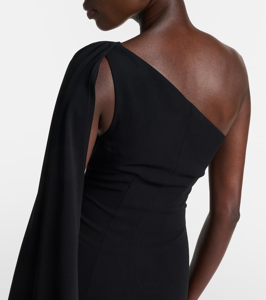 Embellished one-shoulder cady gown