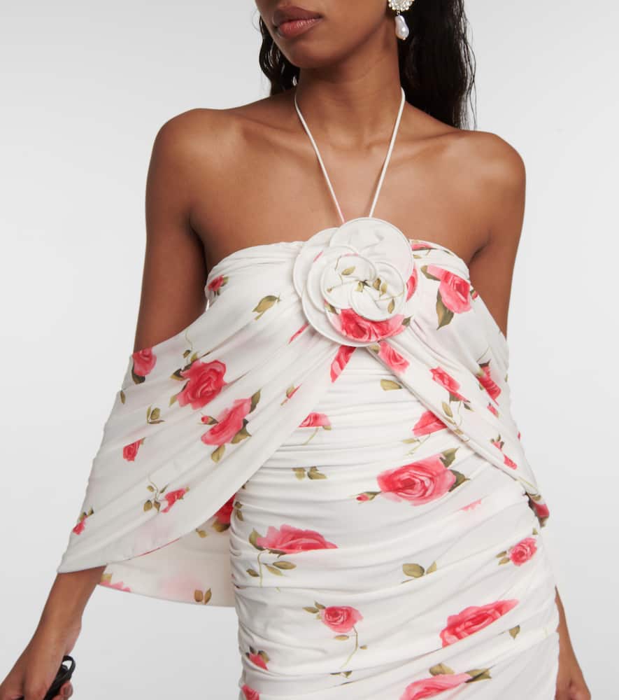 Halterneck ruched minidress