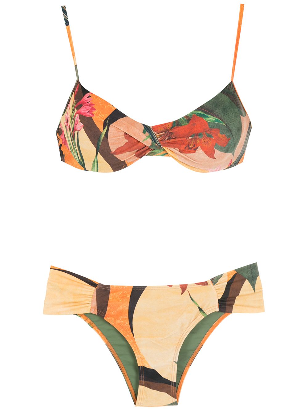 Vitória leaf-print bikini - Yellow