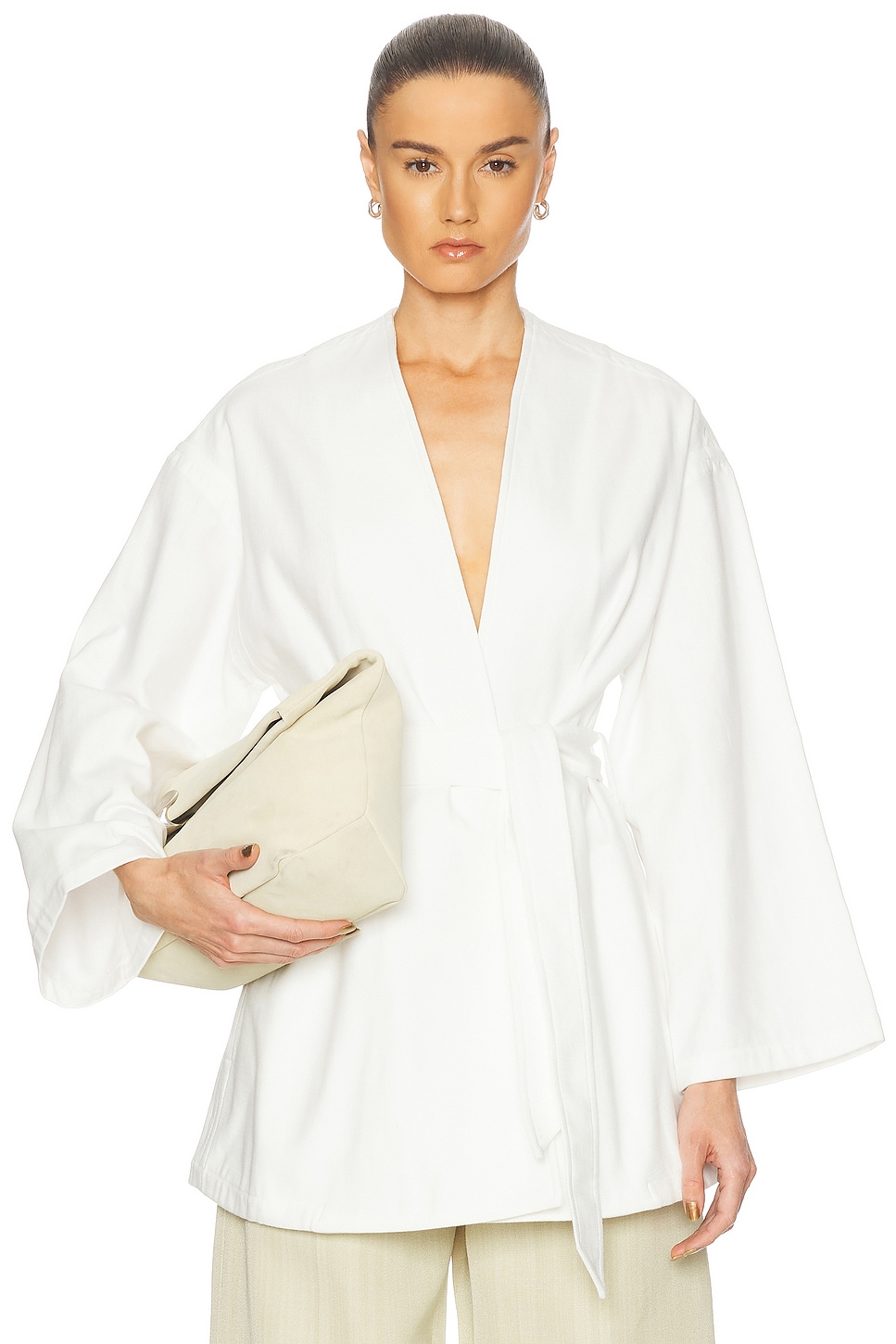 OURS THE BRAND The Kimono Top in Bianco Roccia - White.  S/M also in