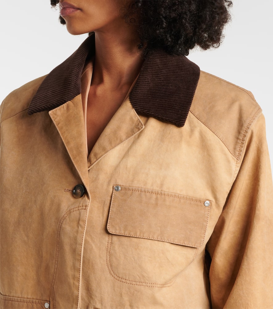 Corduroy-trimmed cotton field jacket
