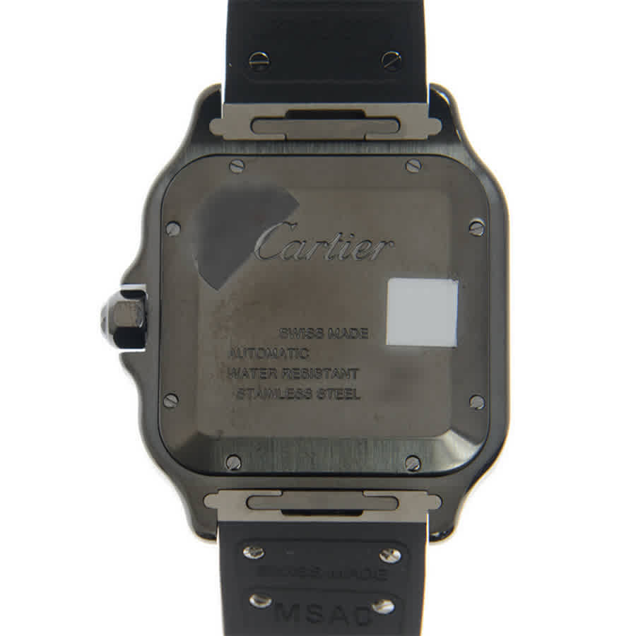 Santos Large Model Automatic Black Dial Black Rubber Mens Watch WSSA0039