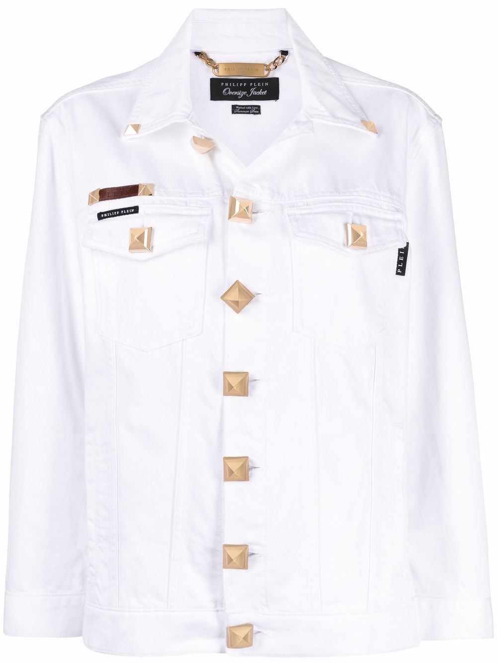 Logo-patch denim jacket - White