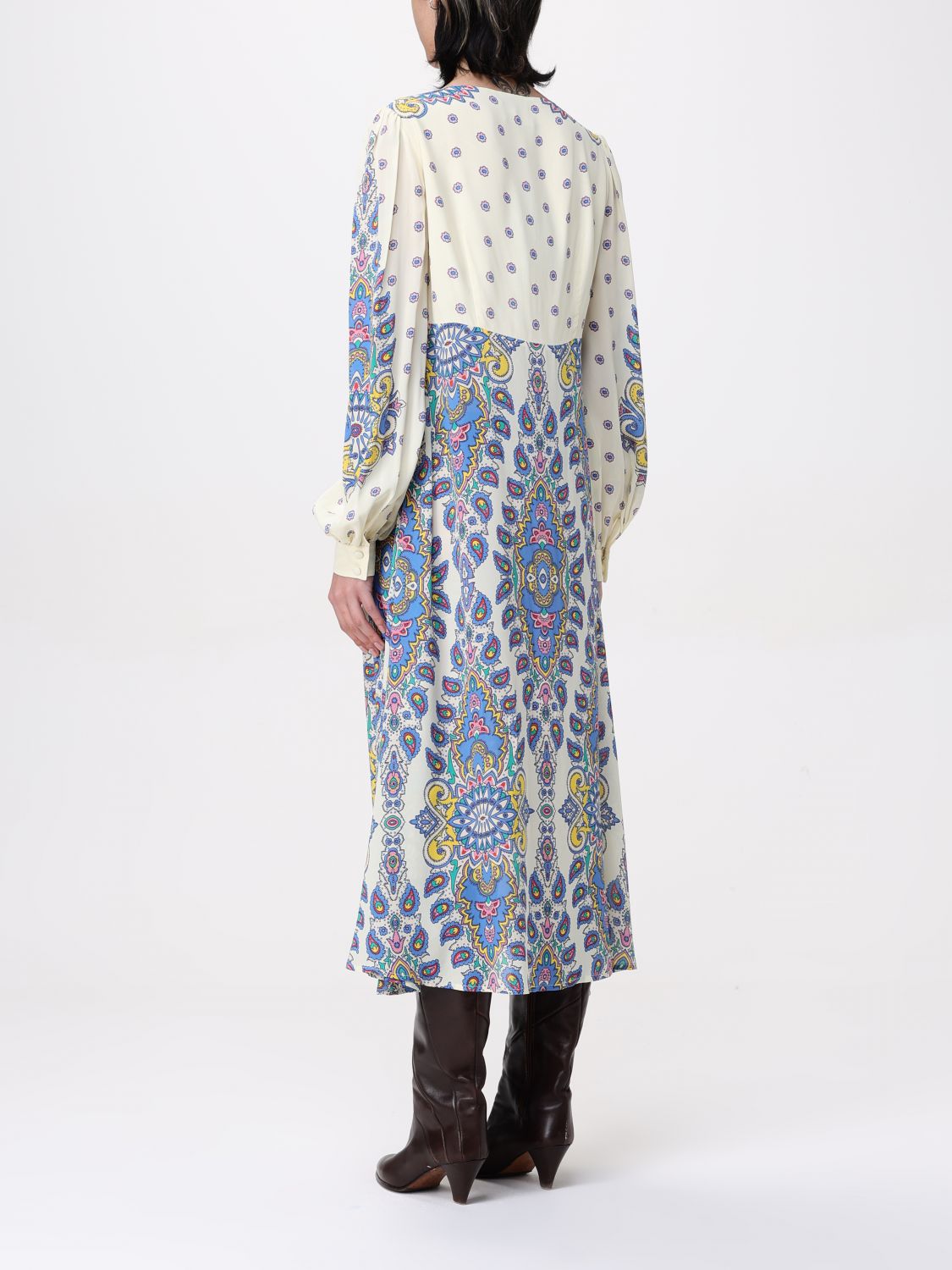 Paisley-print midi dress - White