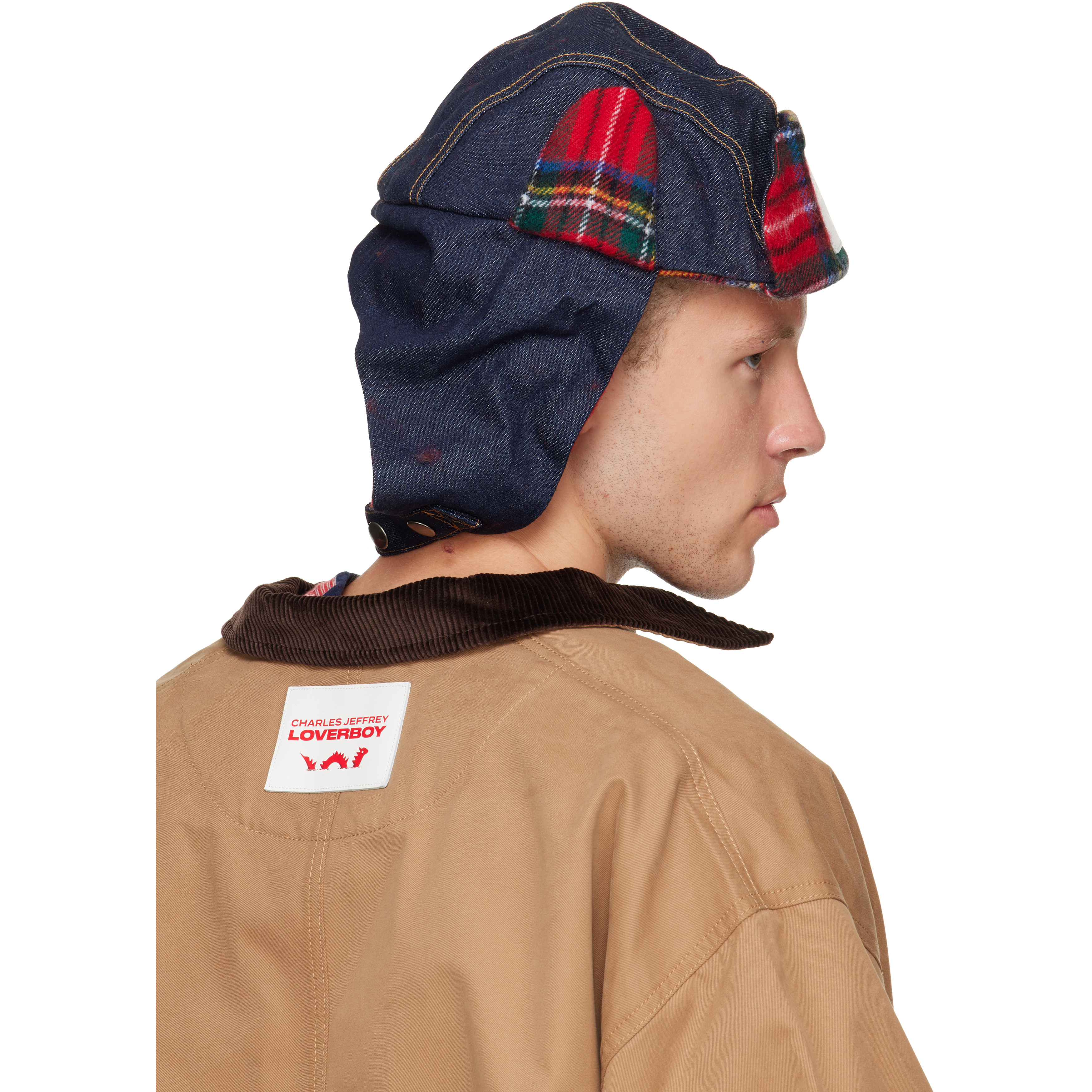 Navy & Red Trapper Hat