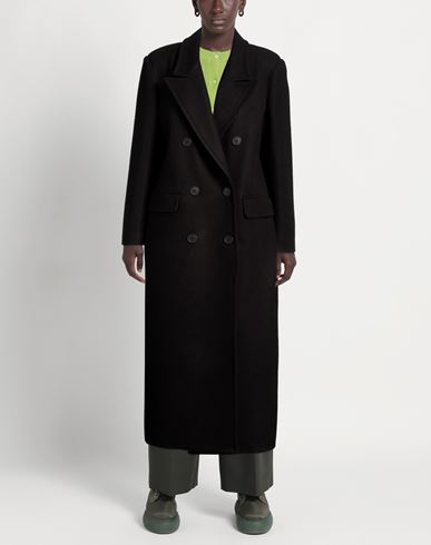Woman Coat Black Size 10 Polyester, Acrylic, Wool
