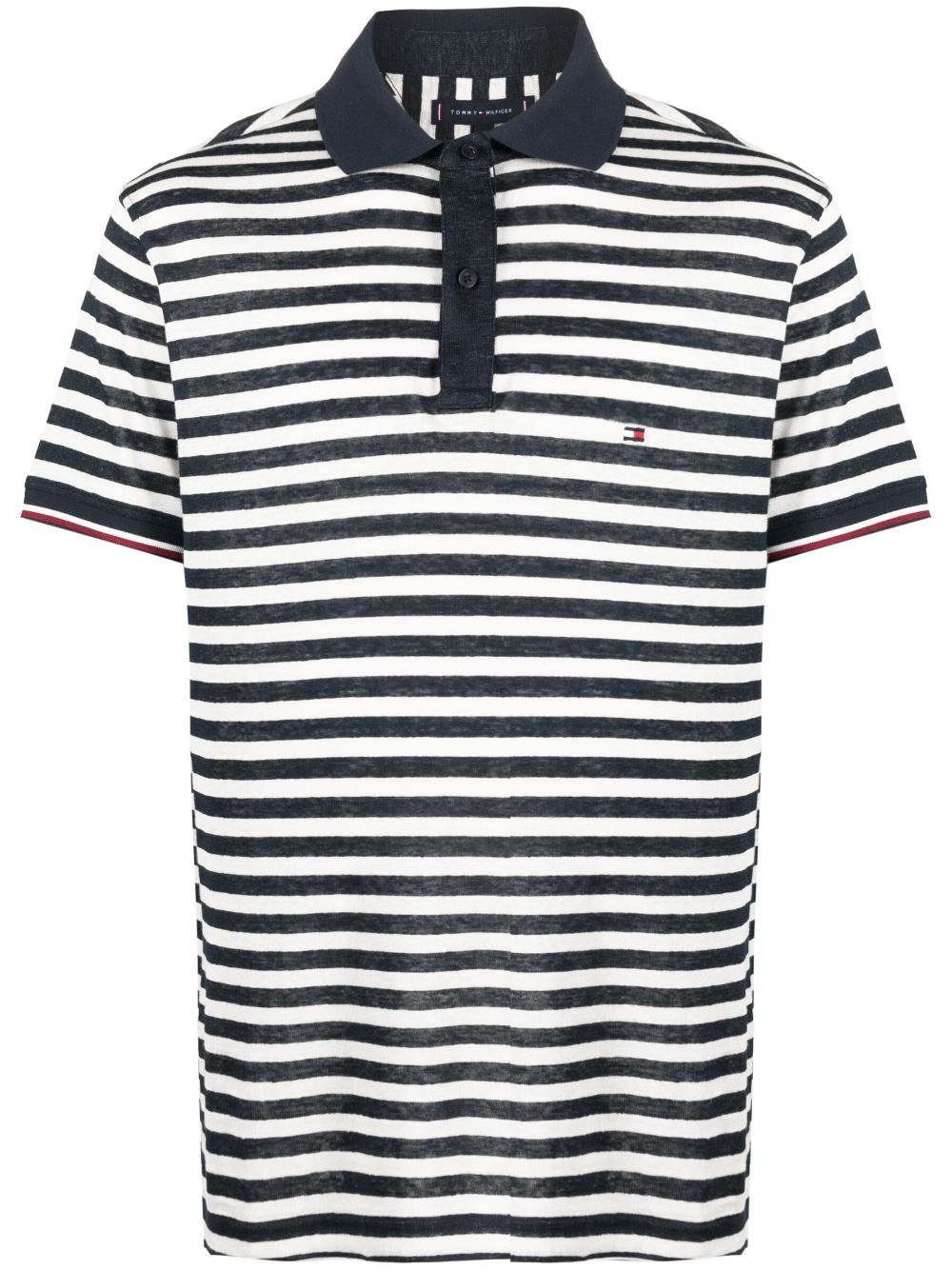 Logo-patch striped polo shirt - White