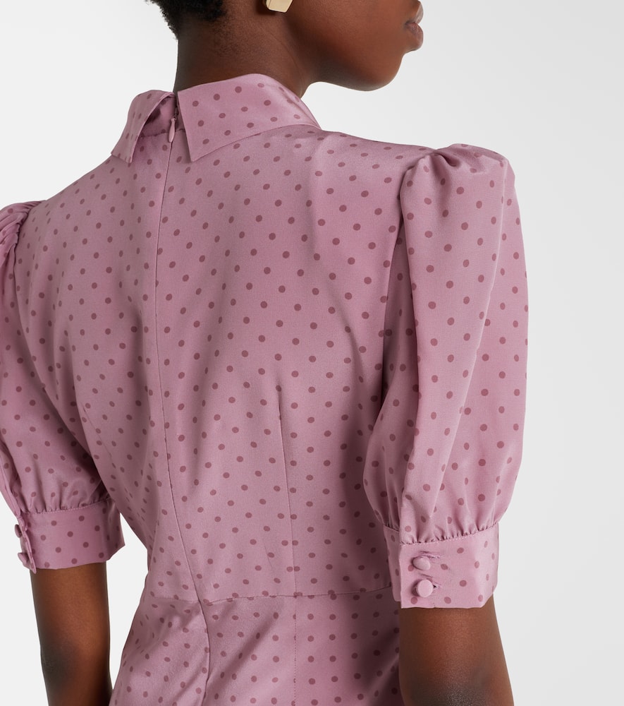 Polka-dot silk midi dress