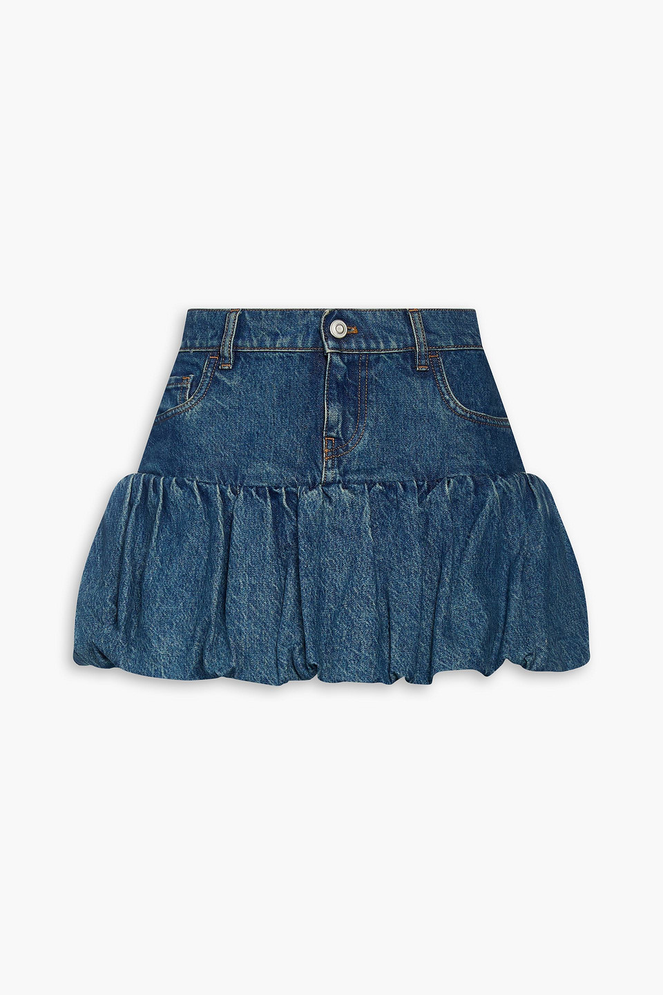 Gathered denim mini skirt - Blue - FR 38