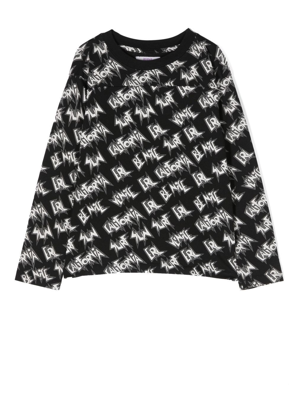 Text-print long-sleeved T-shirt - Black