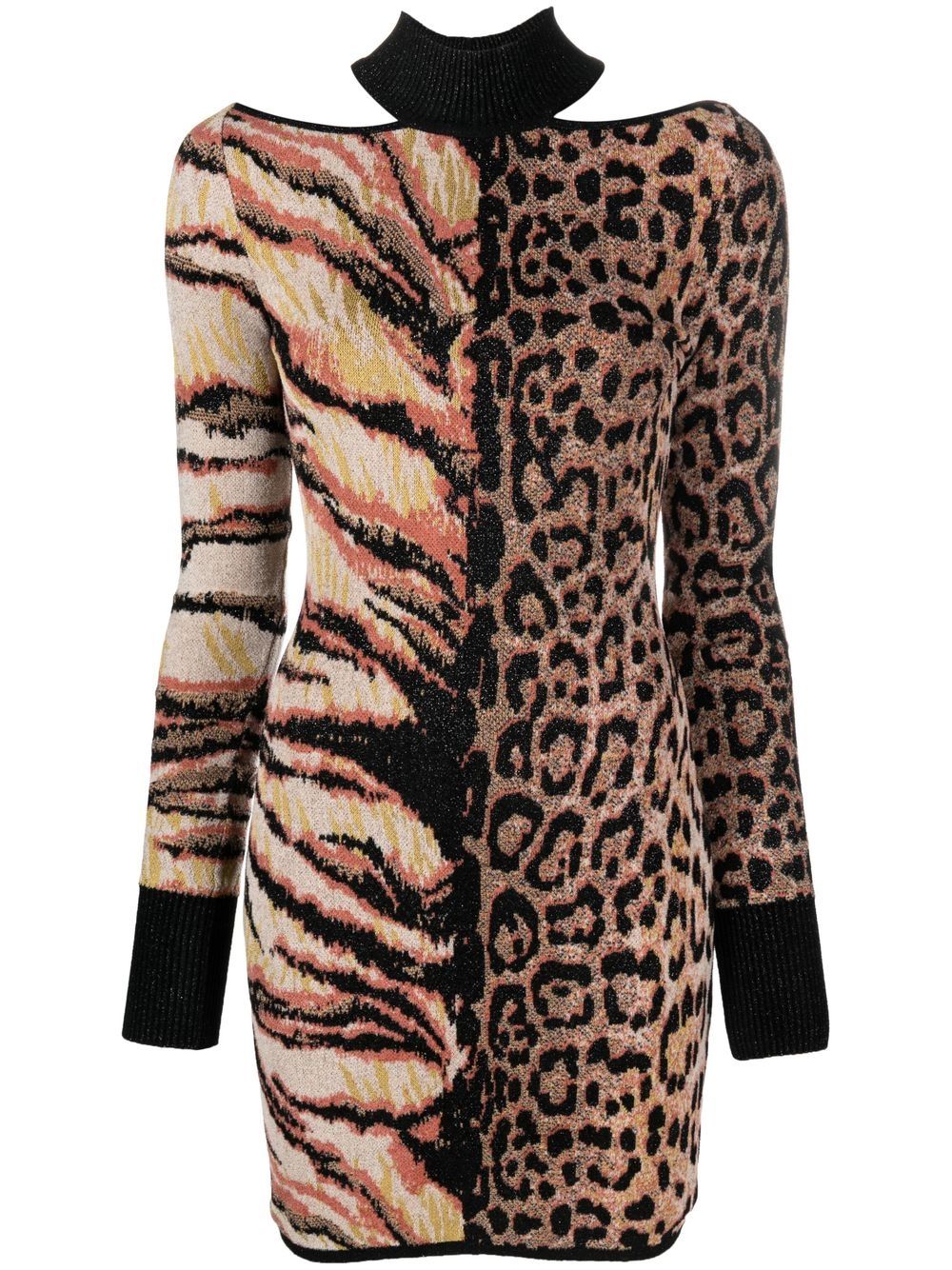 Animal-print knitted midi dress - Neutrals