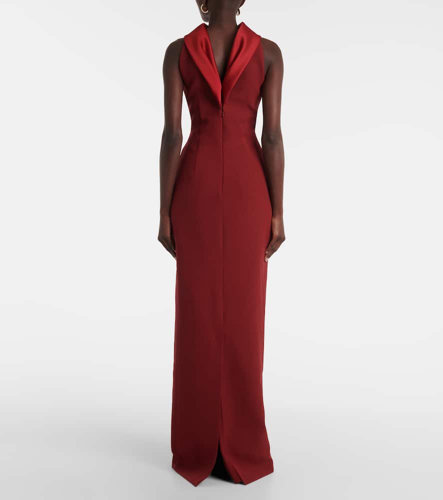 Holliana satin-trimmed crêpe gown