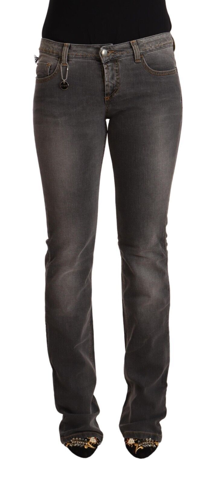 Gray Washed Low Waist Jeans — Gray