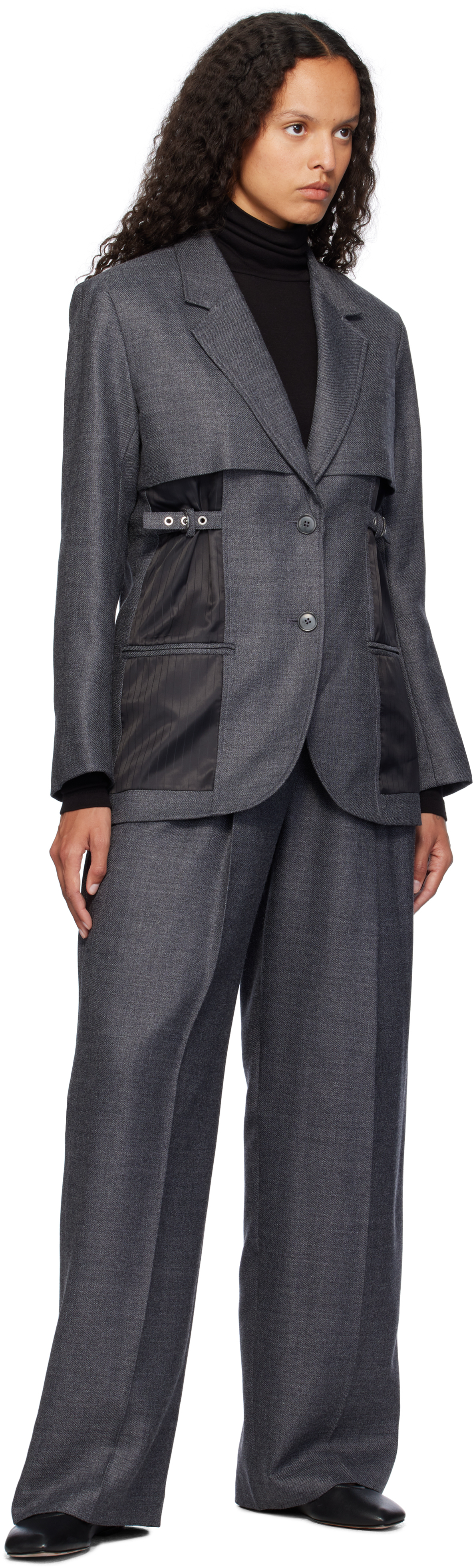 3.1 Phillip Lim Gray Wide Leg Double Pleat Trousers