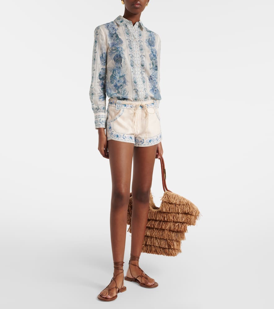 Wanderlust belted floral linen shorts