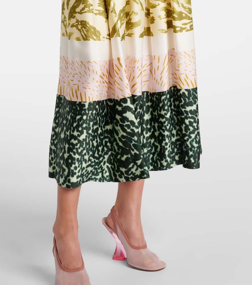 Printed satin midi skirt
